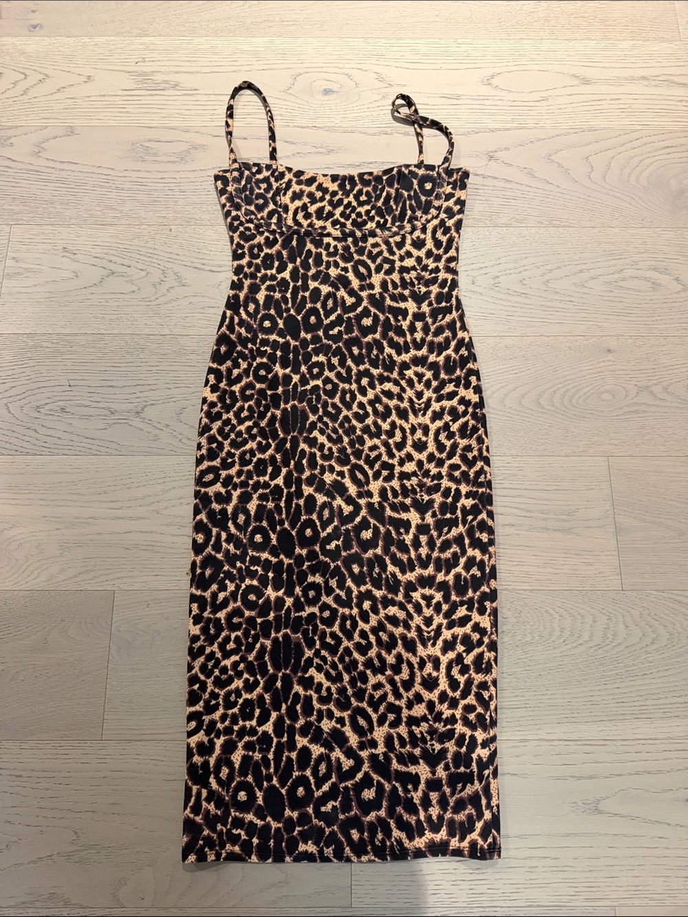 PrettyLittleThing Leopard Print Spaghetti Strap Midi Dress - Brown & Black
